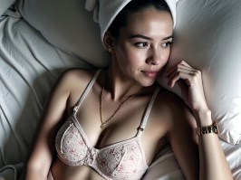 Mujer en ropa íntima en una escena doméstica y sugerente de la serie Cotidiano de F. J. Pineda.