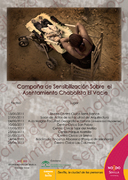 Cartel de jornada social con documento antiguo, imagen documental y diseño institucional.