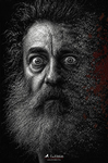 Retrato en blanco y negro de un hombre cuyo rostro parece desvanecerse hacia la oscuridad, perteneciente a la serie La Grieta de F. J. Pineda.