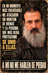 F. J. Pineda con chaqueta de cuero negra, junto a una frase sobre la vulnerabilidad, la traición y la falta de protección.